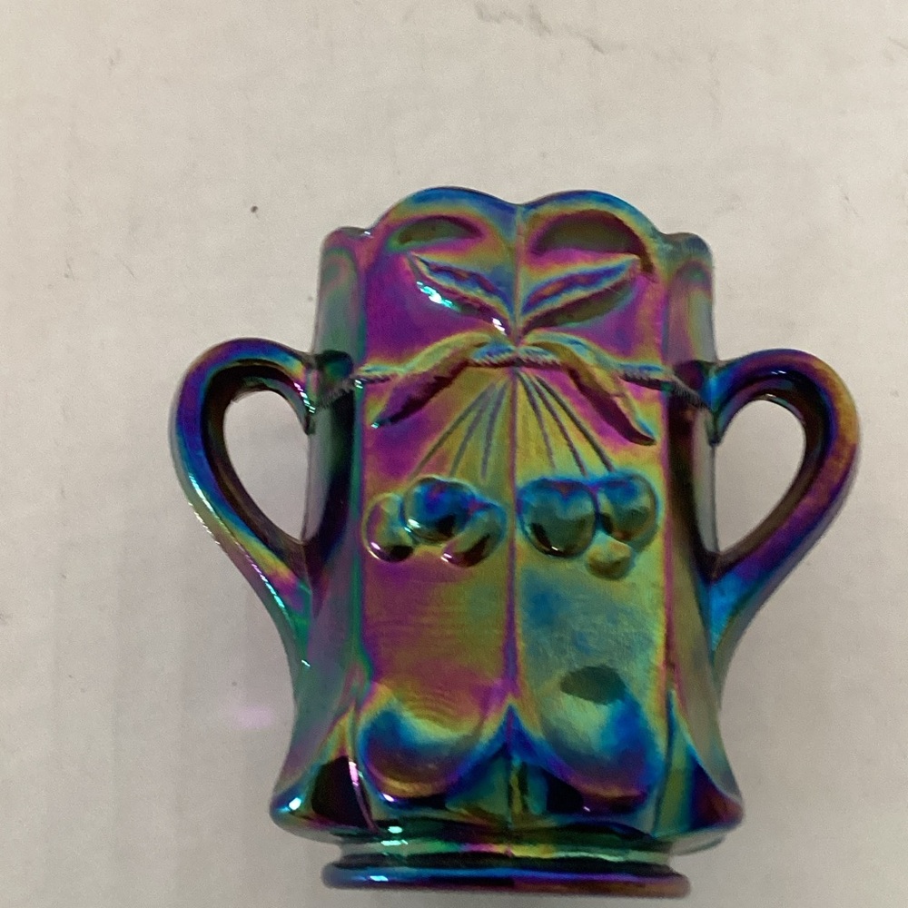 Iridescent  Carnival Cherry Toothpick Holder